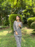 Amita in Chikankari Co-ord set in Polysilk for Women- Black With Golden